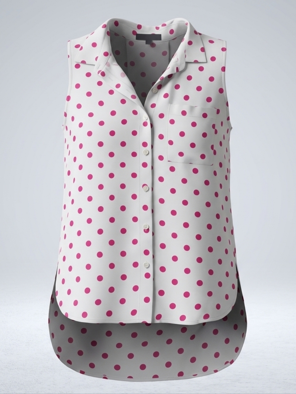 Velvet Heart White And Pink Polka Dot Sleeveless Button Down Shirt Size M